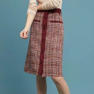 Anthropologie Harlyn Tweed Buttoned Skirt -  Medium